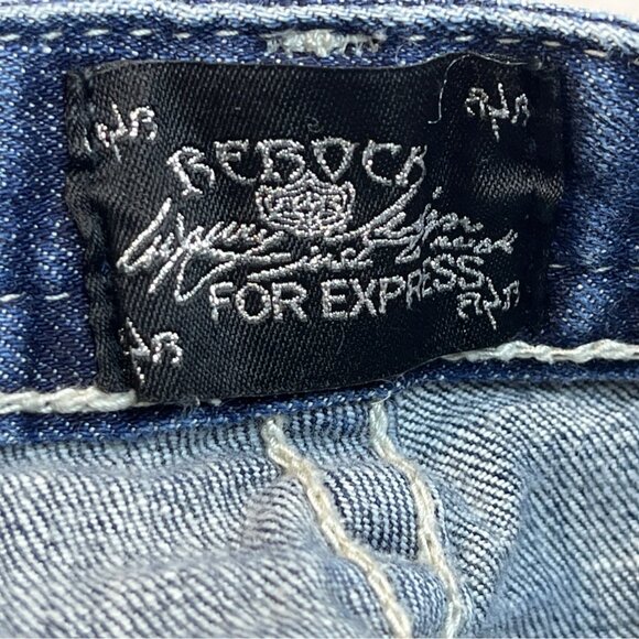 Be Rocks For Express Women's Blue  Medium Wash Rock Revival Bootcut Jeans Sz 2R - Picture 9 of 12